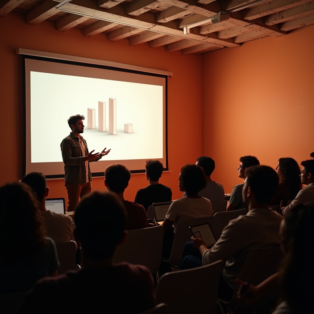 Speaker presenting to engaged audience